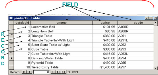 Database table layout